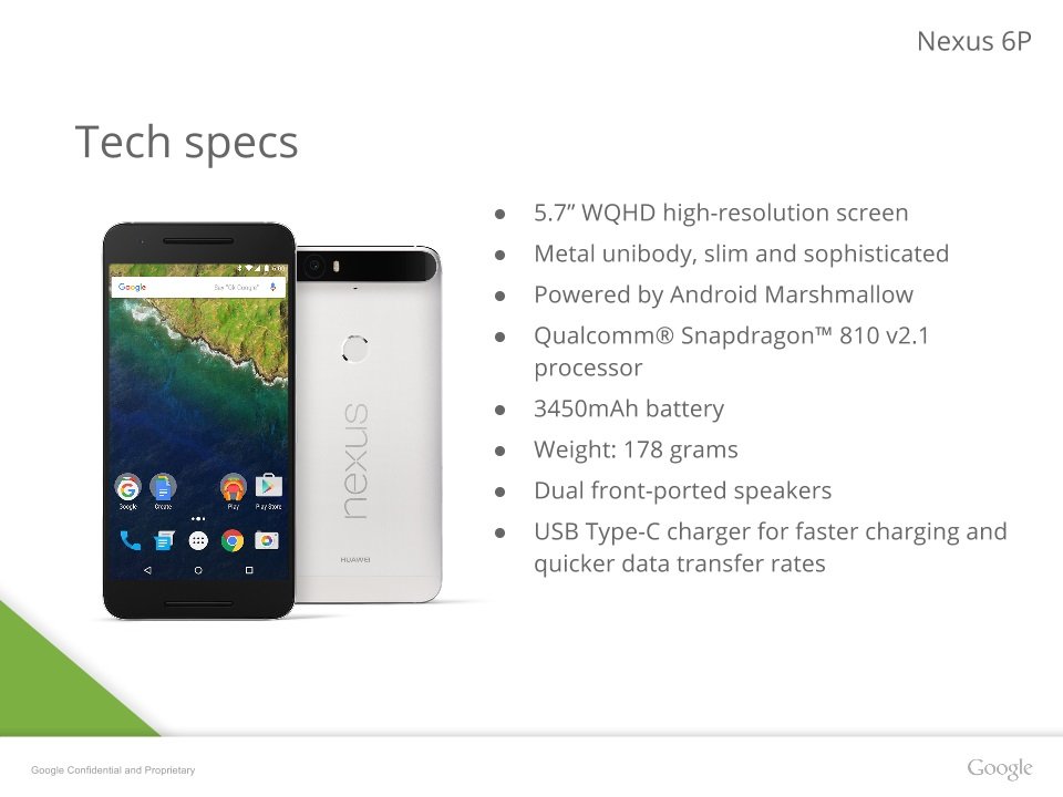 SPEC Nexus 6P ใช้ตัวเครื่องโลหะ, กระจก Gorilla Glass 4, แบต 3450 mAh SPEC Nexus 6P ใช้ตัวเครื่องโลหะ, กระจก Gorilla Glass 4, แบต 3450 mAh